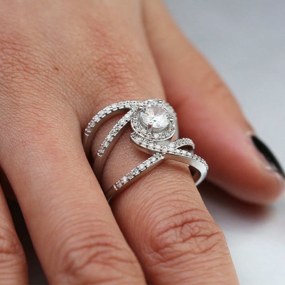 Elegant 925 Silver White Sapphire Fashion ring - Picture 4 of 5